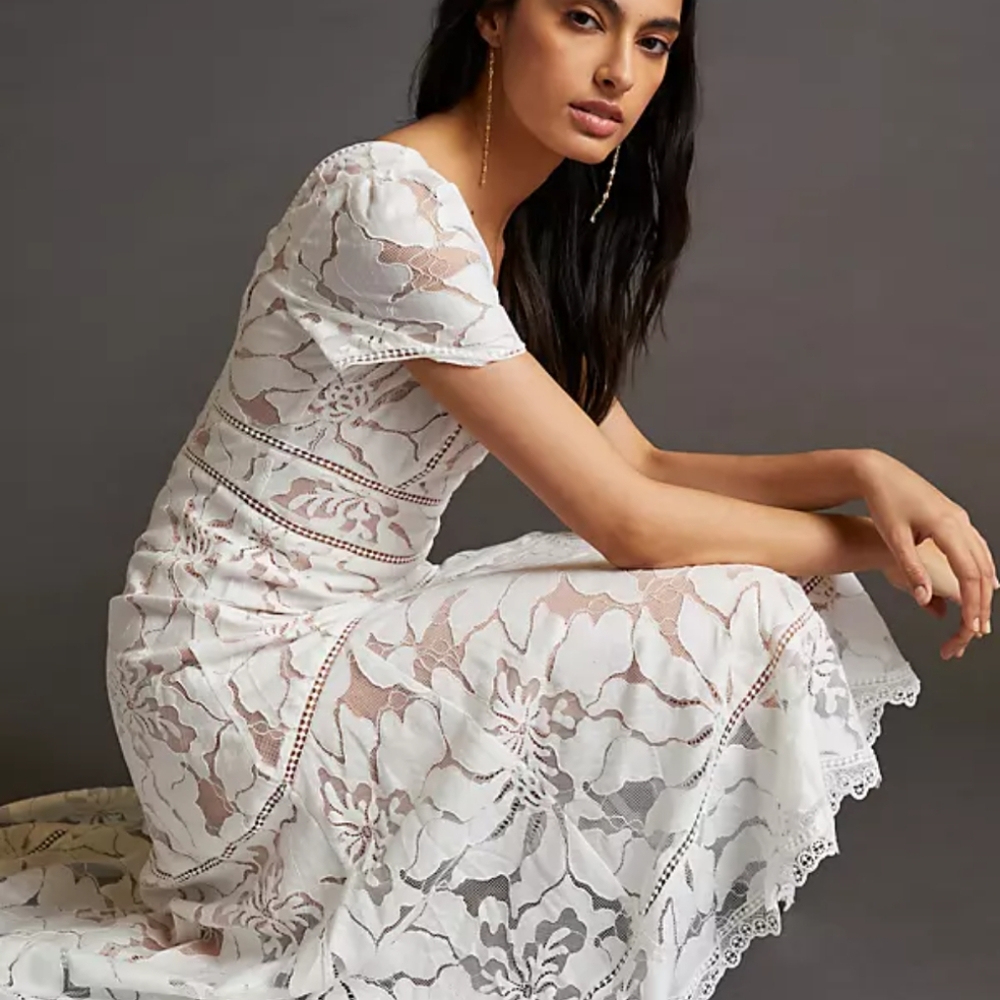 Anthropologie White Lace Dress